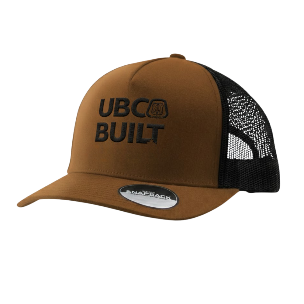 5 Panel Mesh Snap Back Cap - Coffee