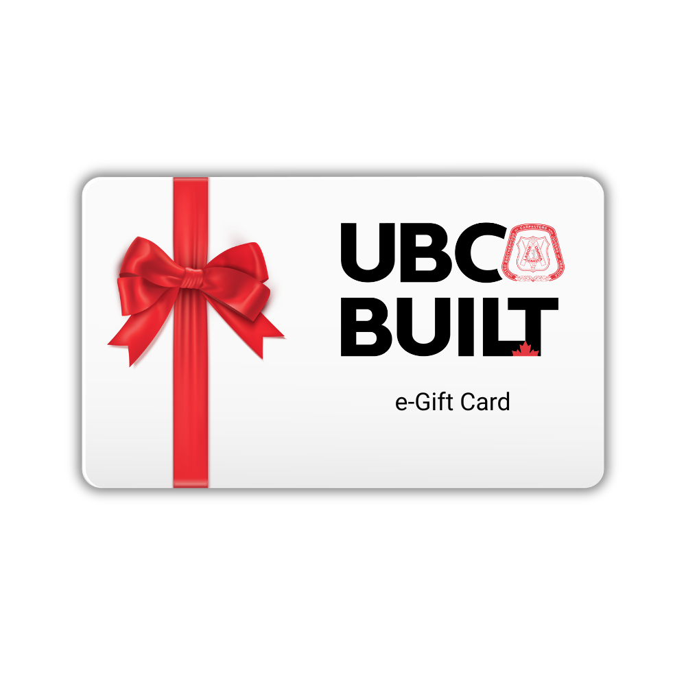 UBC Built e-Gift Card with a red bow on a white background